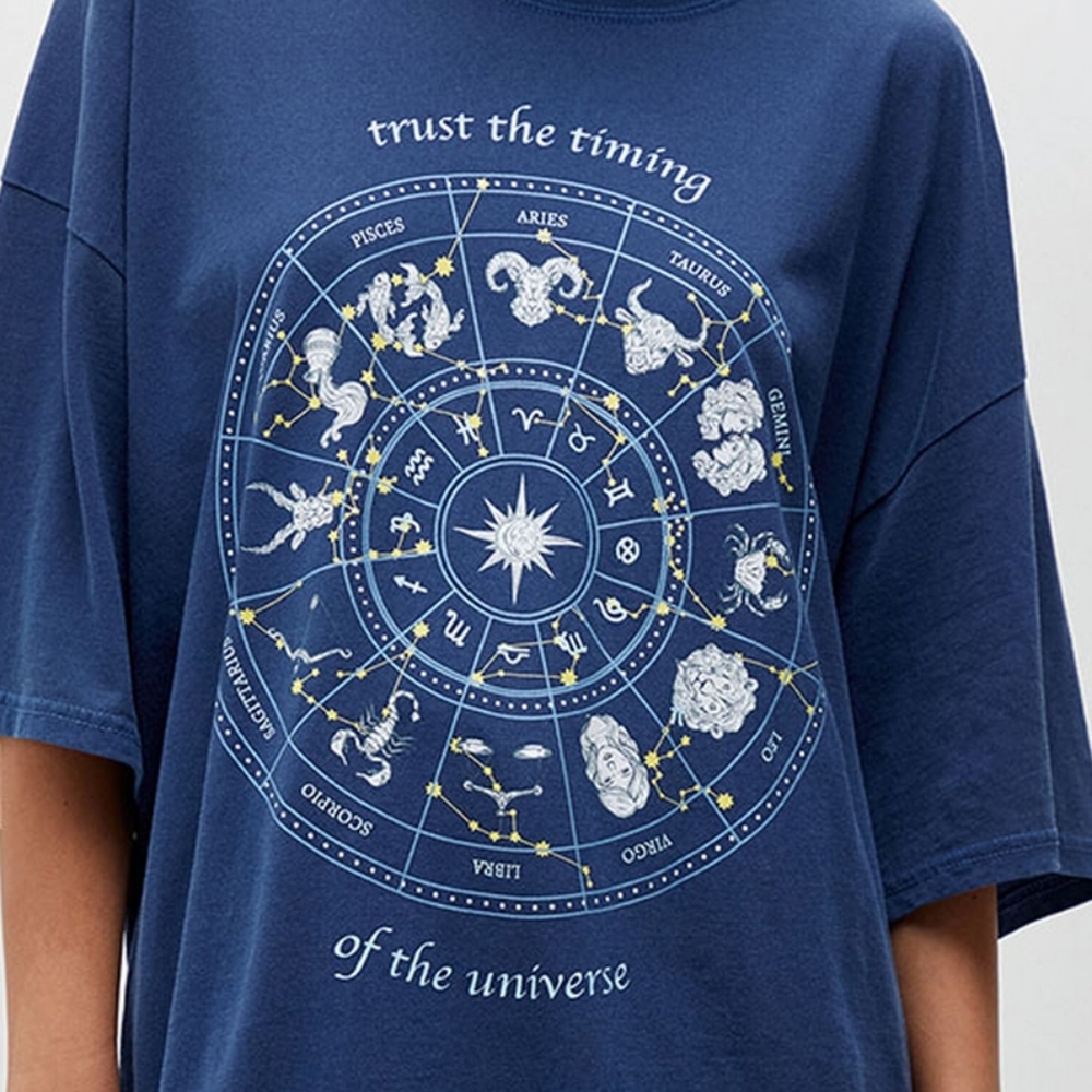 Pac Sun Golden Hour Blue Faded Zodiac Tee